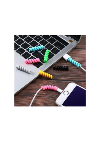 Micro Usb - Type C - Iphone Lightning Kablo Spiral Kablo Koruyucu Pembe 2 Adet