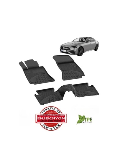 Mercedes W206 C Serisi 2022 Uyumlu 3d Siyah Kauçuk Havuzlu Oto Paspas,