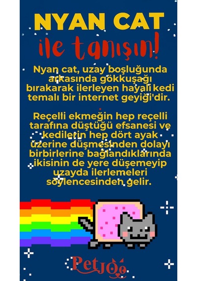 Petjoo 2.Nyan Cat Kırmızı-Sarı Qr'lı Kedi Künyesi