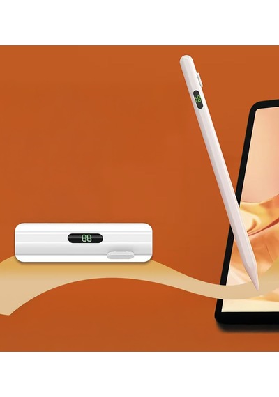 Mkst Pencil 19 Stylus Dijital Led Göstergeli Dokunmatik Tablet Kalemi - Beyaz
