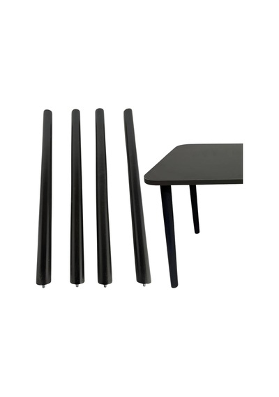 Hamadex 60 Cm Siyah Konik Ahşap Ayak, Bağlantı Aparatları Dahil, 4 Adet 41 Cm