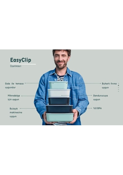 Mepal Easy Clıp Dikdörtgen Saklama Kabı 1000 Ml Yeşil