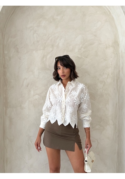 Verymoda Nakışlı Gömlek F1932 Taş