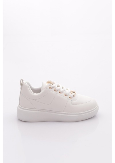 Dgn B1009 Kadin Aksesuarli Sneakers Ayakkabi Beyaz