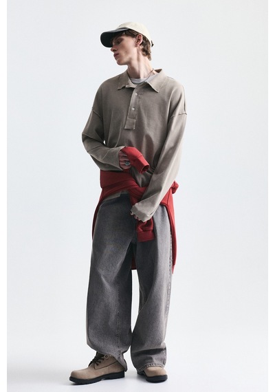 Vamos Relax Fit Polo Yaka Sweatshirt Vizon