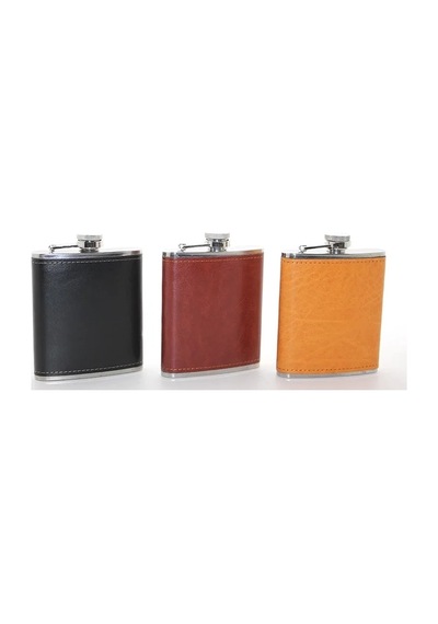 Paslanmaz Çelik Tekli 7 Oz Derili Matara Alk2660 Açık Lacivert