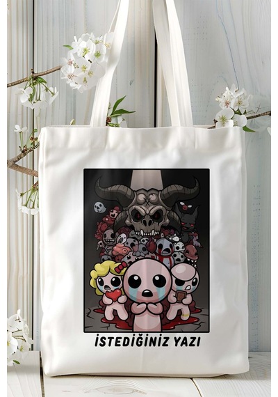 Art Hediye The Binding Of İsaac Oyun Baskılı Bez Çanta Omuz Çantası Kişiye Özel Model 5 Çok Renkli
