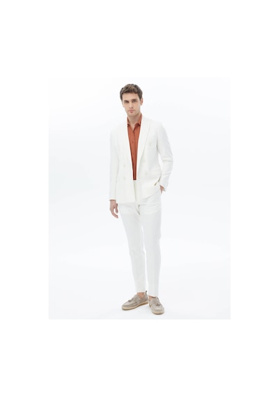 Kip Ekru Düz Slim Fit Takım Elbise Ekru