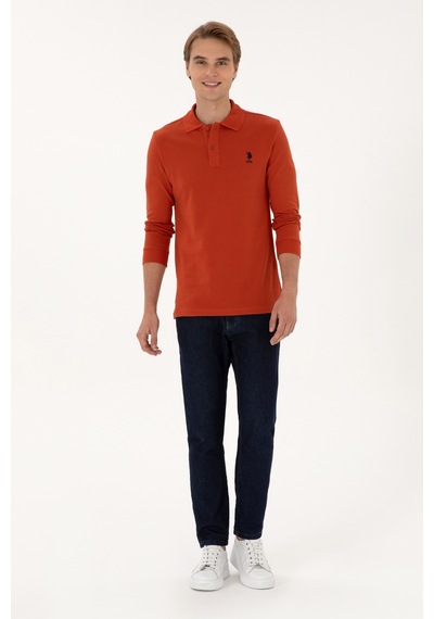 U.S. Polo Assn. Erkek Regular Fit Polo Yaka Kiremit Basic Sweatshirt 50307757-VR031