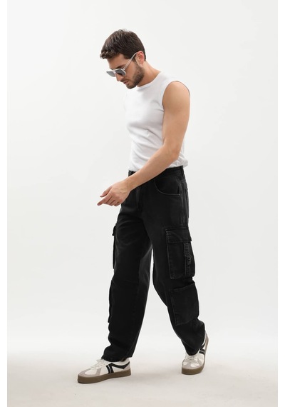Banny Jeans Erkek Kargo Cepli Jean Pantolon Siyah