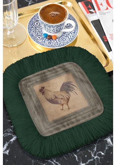 Vintage Horoz Çizimli Saçaklı Sunum Dekorasyon Mendili-doğal Country Rustik Yeşil Kahve Yanı Peçete Koyu Orman Kül Vintage Horoz Çizimli Saçaklı Sunum Dekorasyon Mendili-doğal Country Rustik Yeşil Kahve Yanı Peçete Koyu Orman Kül