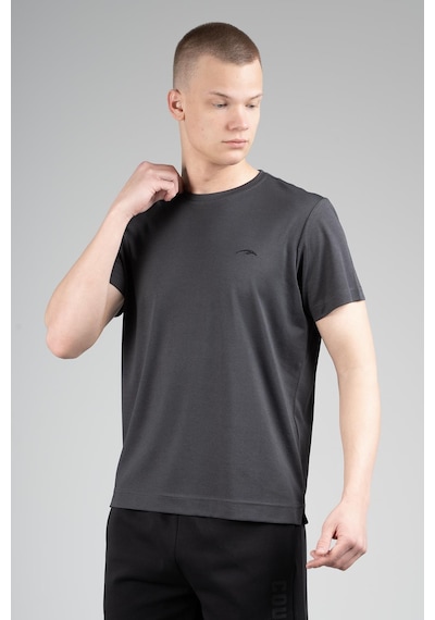 Maraton Regular Erkek Bisiklet Yaka Siyahmelanj T-shirt Siyah - Melanj