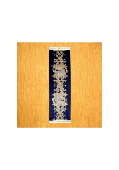 Klasik İran Tarzı 80 X 250 Cm İpek Yolluk Mavi