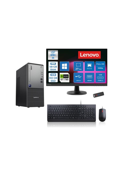 Lenovo ThinkCentre Neo 50T Gen 6 13BD007UTR2725H17 Ultra 5 225 48 GB 512 GB SSD GT730 27" W11H Masaüstü Bilgisayar + USB Bellek