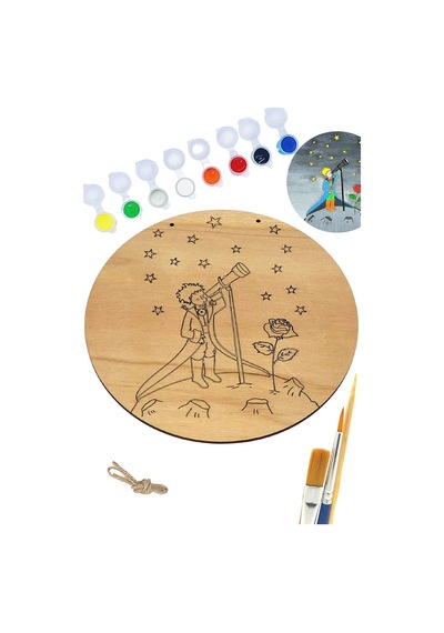 Art İnside Küçük Prens Teleskop Ahşap Boyama Tuval Seti Hediye Hobi Kiti 20 Cm Genel