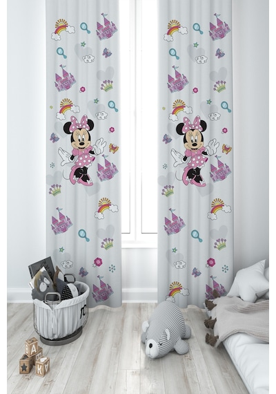 Mekta Home Bebek Ve Çocuk Odası Minnie Mause Küçük Figür Desenli 2 Kanat Fon Perde