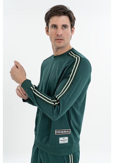 Maraton Comfort Erkek Bisiklet Yaka Yeşil Sweatshirt Yeşil