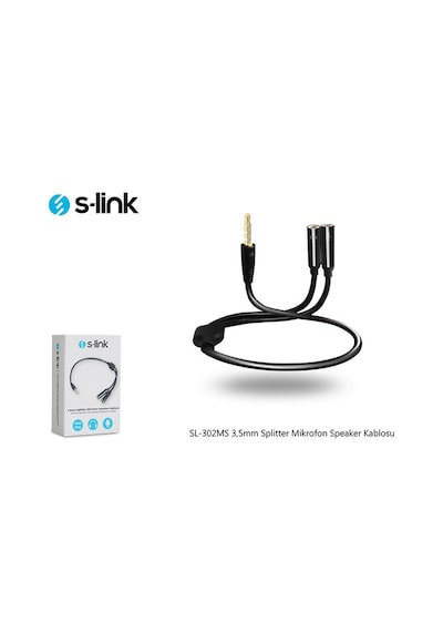 S-Link Sl-302Ms 3.5Mm Erkek Stereo-2 Dişi Stereo Kablo