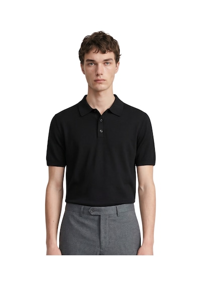 Anthony Jackson Premium Erkek Triko Polo Yaka T-shirt Giovanni Siyah