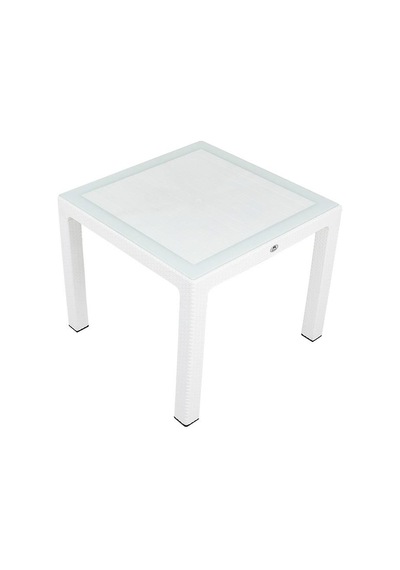 Mandella 90x90 Elit Rattan Masa Camlı Beyaz Diğer