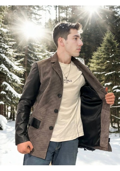 Ertaştrendstore Erkek Premium Doğal Nubuk Deri Ceket - Siyah Çok Renk