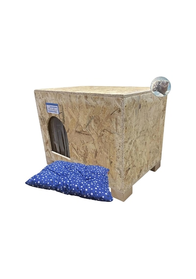 Reyo Ahşap Kedi Evi Osb Minderli 61 x 41 x 36 CM Sokak Kedi Evi CAT49M