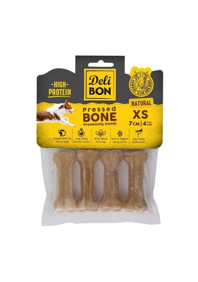 Delibon Naturel Deri Pres Kemik 7 CM XS Boy 4'lü