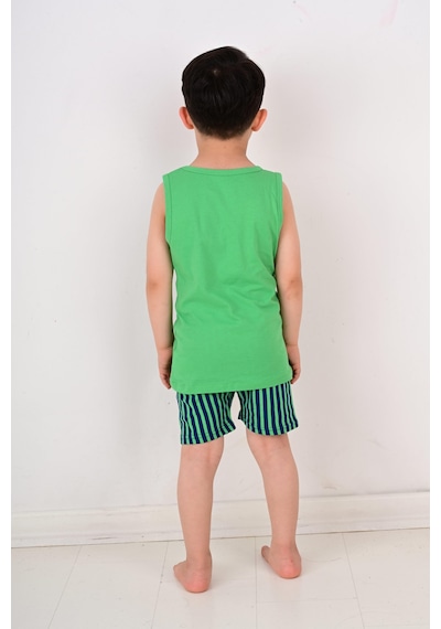Vitmo Erkek Çocuk Askılı Pijama Takımı Scuba Mavi Yeşil