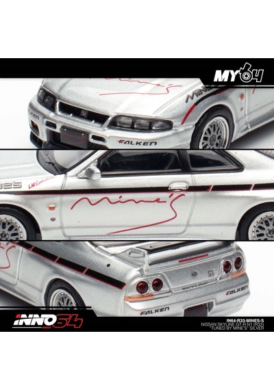 Inno 1/64 Nissan Skyline Gt-r N1 R33 "tuned By Mine's" Silver Çok Renkli