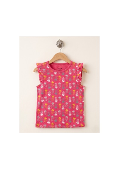 Fuar Baby Kız Çocuk %100 Pamuklu Bisiklet Yaka Fırfır Kollu Tişört 2-6 Yaş Ananas Desenli Fuar Baby Kız Çocuk %100 Pamuklu Bisiklet Yaka Fırfır Kollu Tişört 2-6 Yaş Ananas Desenli