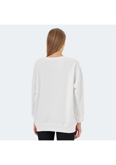Slazenger VIKENTI SW Oversize Kadın Cepli Oversıze Beyaz Sweatshirt