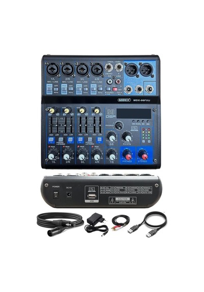 Karın Bölgesix Mdx-06fxu Ses Mikseri Stüdyo Kayıt İçin 6 Kanal Ses Kartlı 99 Dsp Efektli +48v-usb-bluetooth