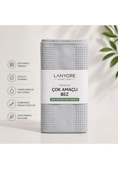 Lanyore Home Clean Premium Çok Amaçlı Temizlik Bez Gri 55x40
