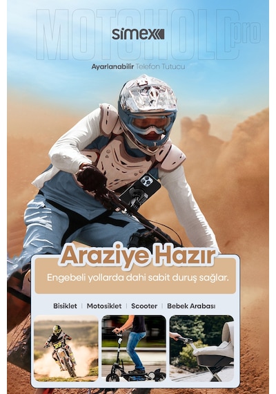 Simex Motosiklet, Bisiklet, Scooter, Atv Uyumlu 360 Gidon Bağlantılı, Tak Çıkar Telefon Tutucu St-213 Diğer