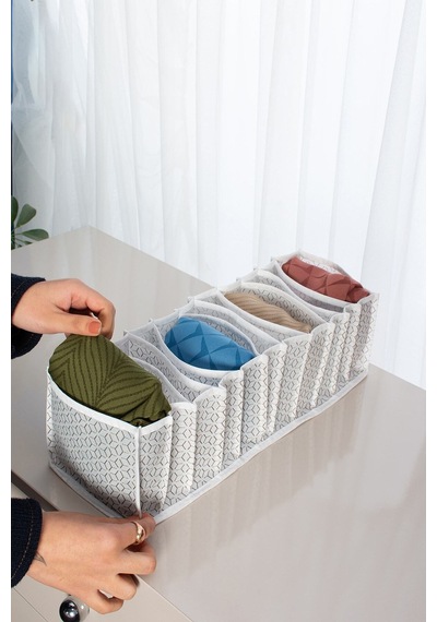 Medium 11 Gözlü Çekmece Içi Düzenleyici Organizer 16 X 40 X 12 Kumaş Gri Tr Diğer