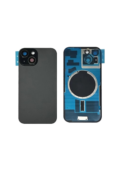 Apple Uyumlu iPhone 15 Siyah Full Nfc Ve Demirli Arka Kapak Batarya Kapağı Pil Kapağı Siyah