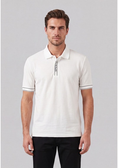 Buratti Pamuklu Regular Fit Yarım Fermuarlı Polo T Shirt Erkek Polo Yaka T Shirt 5904073 Beyaz