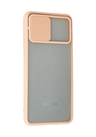 Samsung Uyumlu Galaxy A02 Kılıf Palm Buzlu Kamera Sürgülü Silikon - Pembe 1