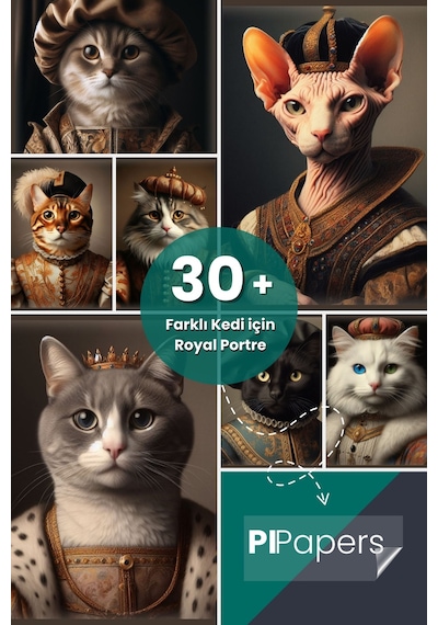 İki Renkli Kedi Poster, Statik Kağıt Premium Baskı Poster, Siyah Beyaz Kedi, Yapay Zeka Tasarım