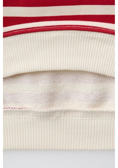 Minigimin Cicileri Çizgili Çilek Nakışlı Oversize Kız Çocuk Sweatshirt - Kırmızı