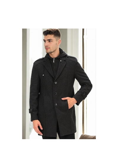 Plt9334 Dewberry Erkek Palto-desenli Antrasit Desenli Antrasit