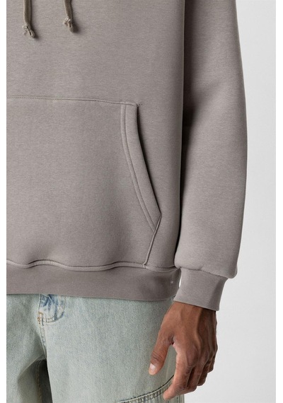 Vamos Basic Oversize Kapüşonlu Sweatshirt Açık Vızon