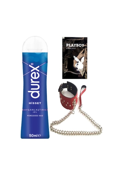 Durex Hisset Pürüzsüz Hazlar 50 Ml Jel + Kırmızı Deri Tasma + Hediye