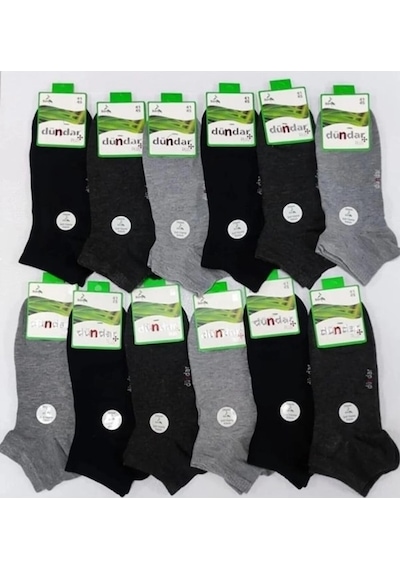 Dündar Çorap Dündar Plus 4605 Erkek Bambu Patik Çorap 12 Adet 001 Gri - Lacivert