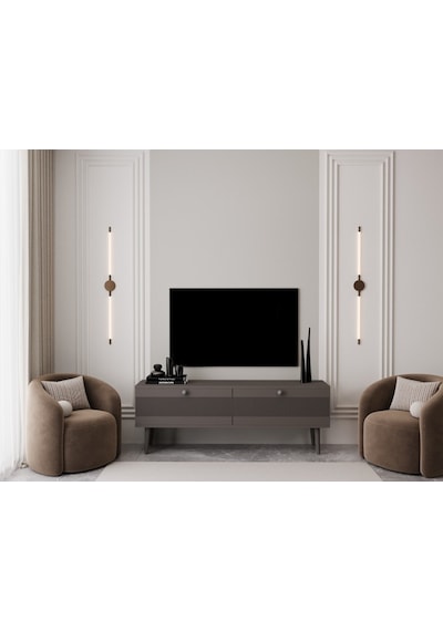 Melura Tv Ünitesi - Tv Sehpası 140 Cm %100 Mdf Lake Ahşap Ayaklı Gri