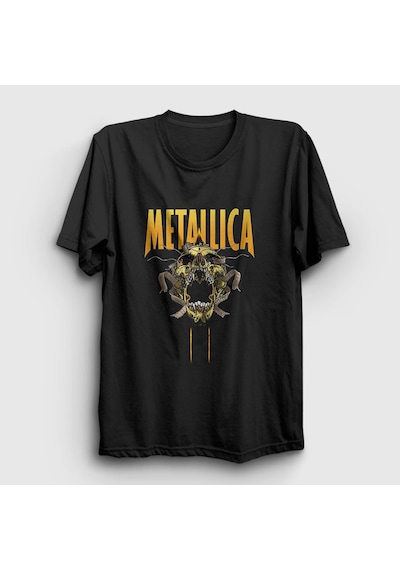 Presmono Unisex Skull Metallica T-shirt Siyah