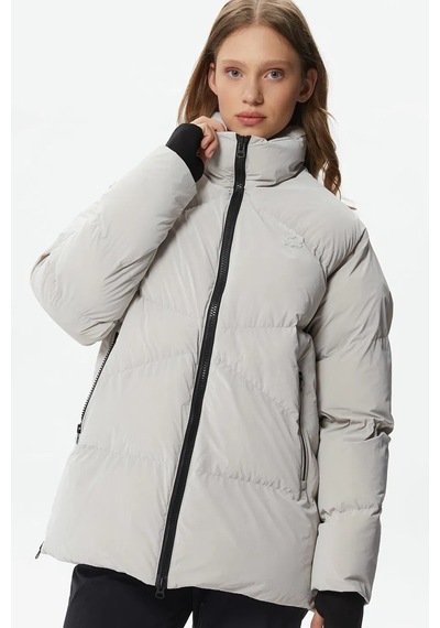 Lacoste Syntehic Fill Womens Jacket Dik Yakalı Dolgu Kadın Şişme Mont Gri Gri