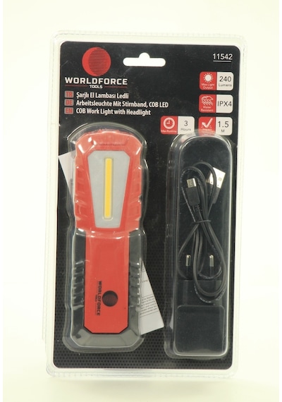 Worldforce 11542 240LM 2200Mah 3.7V Cob LED Fener Kırmızı - Siyah