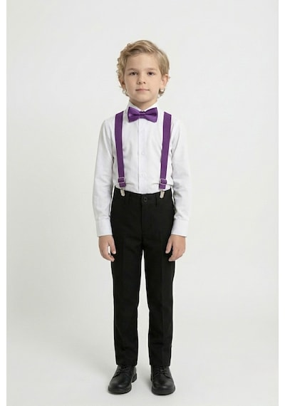 Mnk Baby & Kids Beyaz Gömlekli Erkek Çocuk Takım M00787 Mor