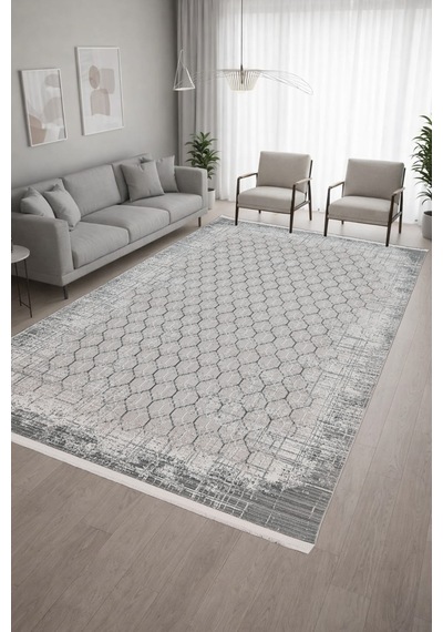 4 Metrekare - 6 Metrekare Bambu Tarz Modern Salon Oturma Odası Mutfak Halısı Antialerjik Gri 10020gri